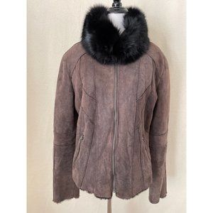 Alberto Zimni Italian Vintage Suede/Fur Neck Designer Coat Jacket